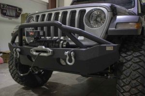 Jeep Gladiator JT Front Bumper - Fishbone Offroad - Mid-Width Winch - Black - `20-`27